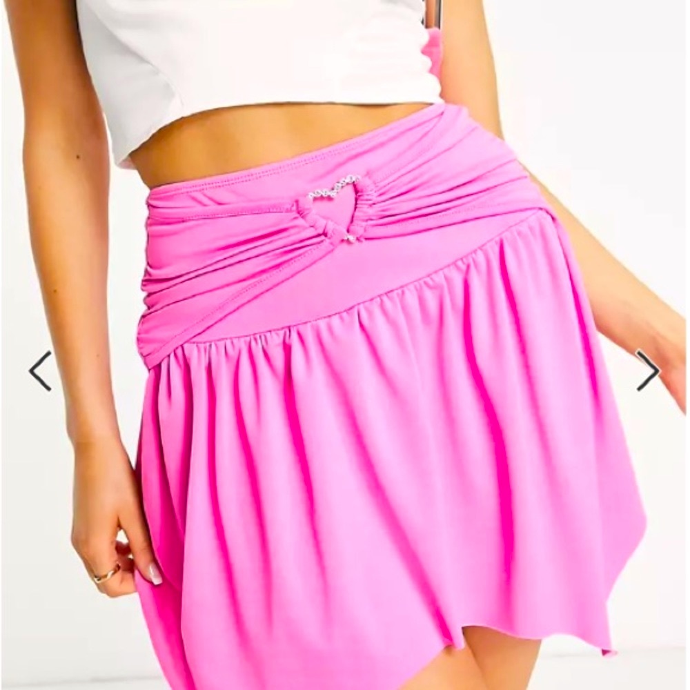 Heart Detail Pink Mini Skirt US 4